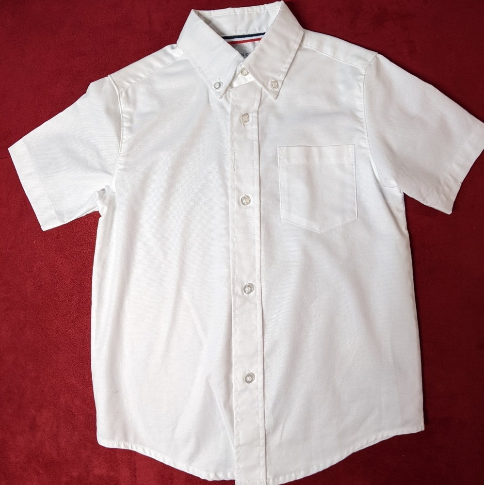 Boys White French Toast Short Sleeve Button Down Dress Shirt Size 4